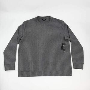 Alfani Mens Sweatshirt Black Heathered Stripe Pullover Crew Neck Stretch Medium